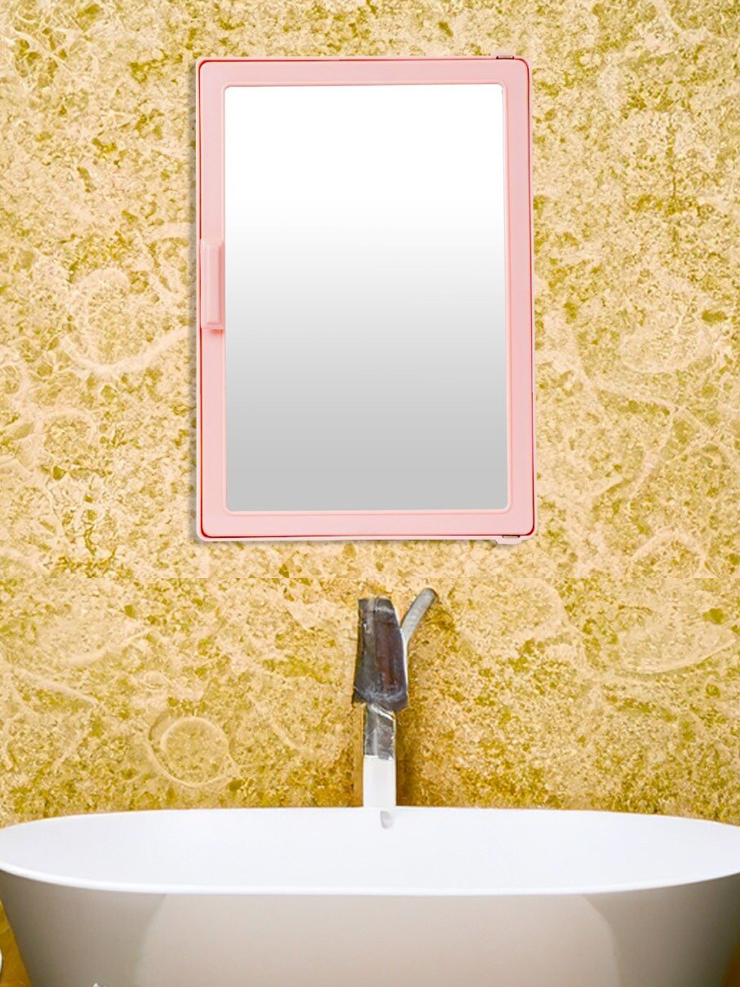 Epraiser Pink Classic Bathroom Mirror Storage Cabinet