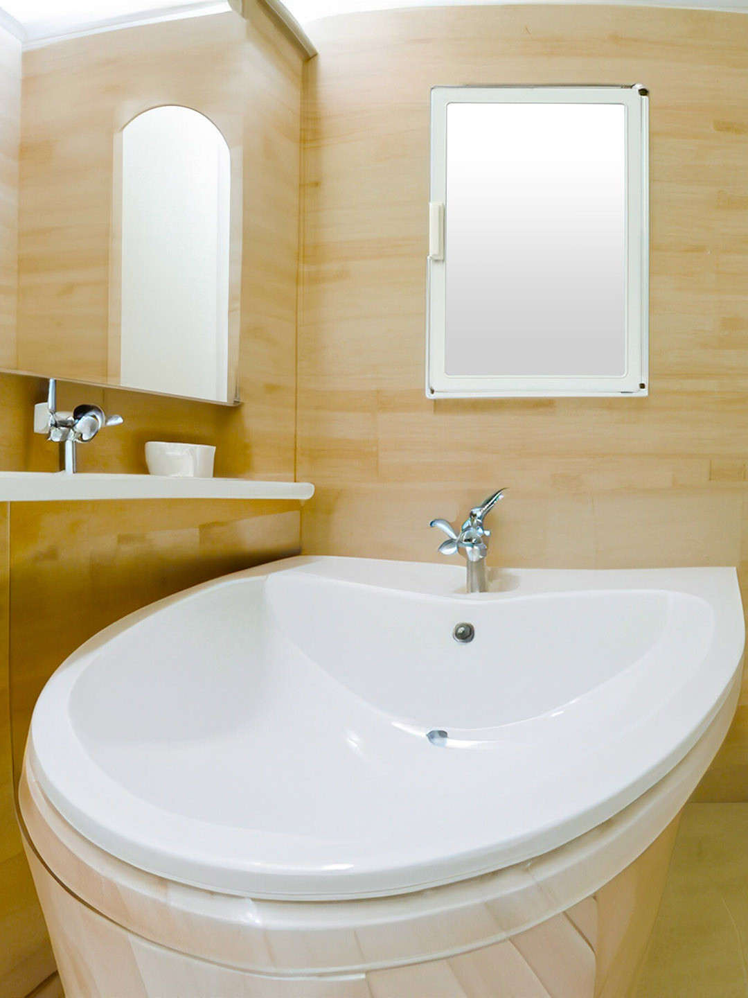 Epraiser Beige Classic Bathroom Mirror Storage Cabinet