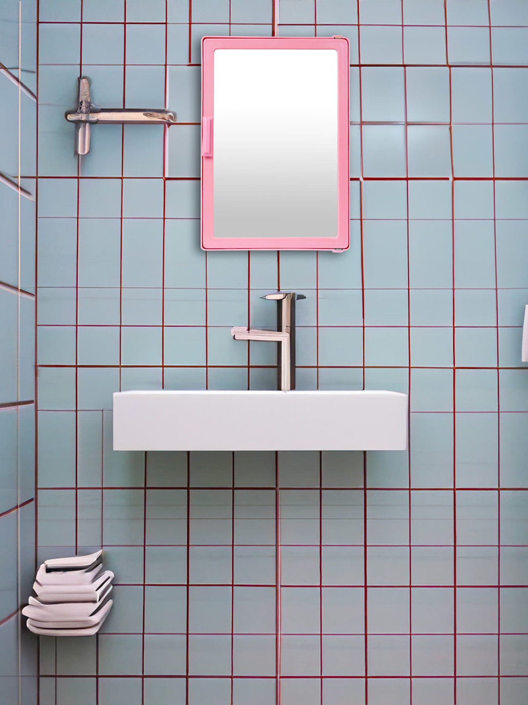 Epraiser Magenta & Pink Bathroom Mirror Storage Cabinet