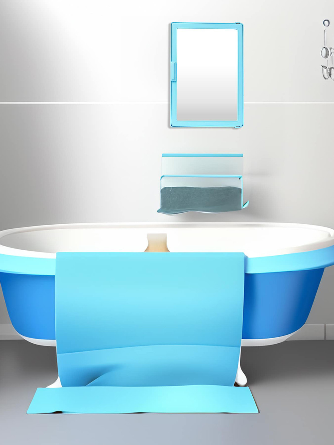 Epraiser Blue & Transparent Bathroom Mirror Storage Cabinet