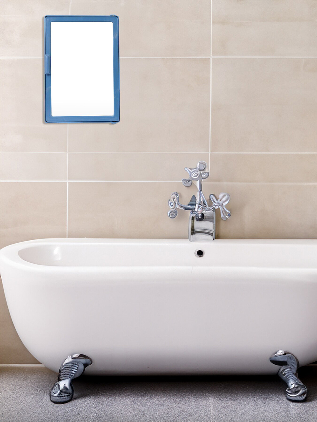 Epraiser Navy Blue & Transparent Bathroom Mirror Storage Cabinet