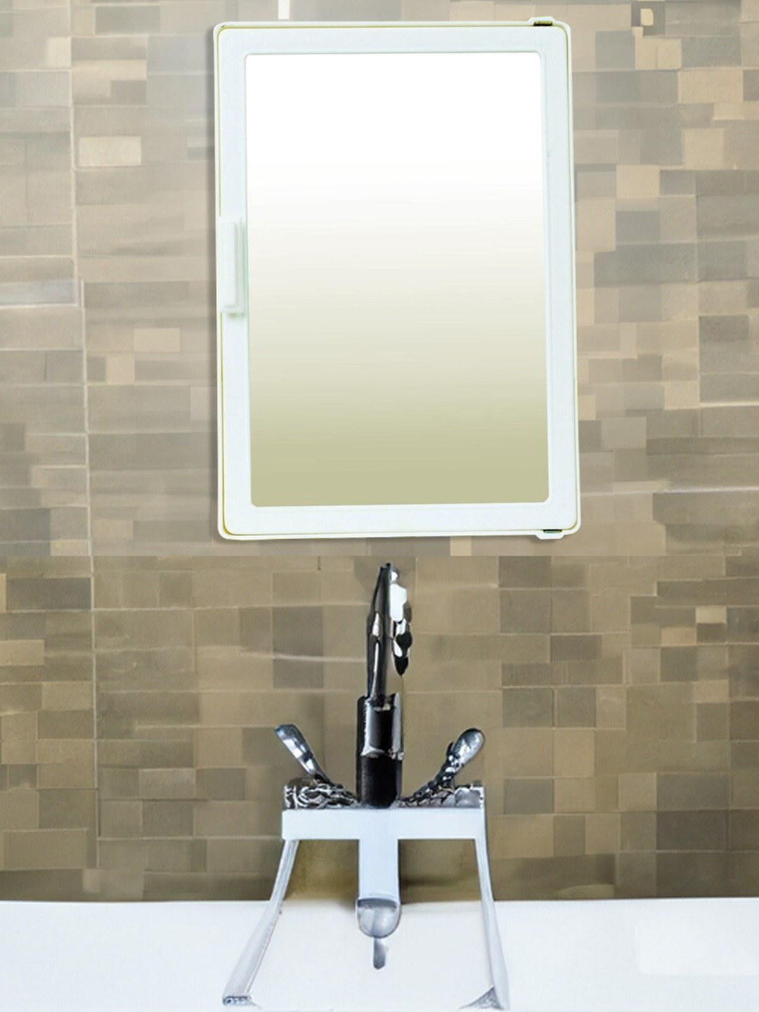 Epraiser White Bathroom Accessories Mirror Storage Cabinet