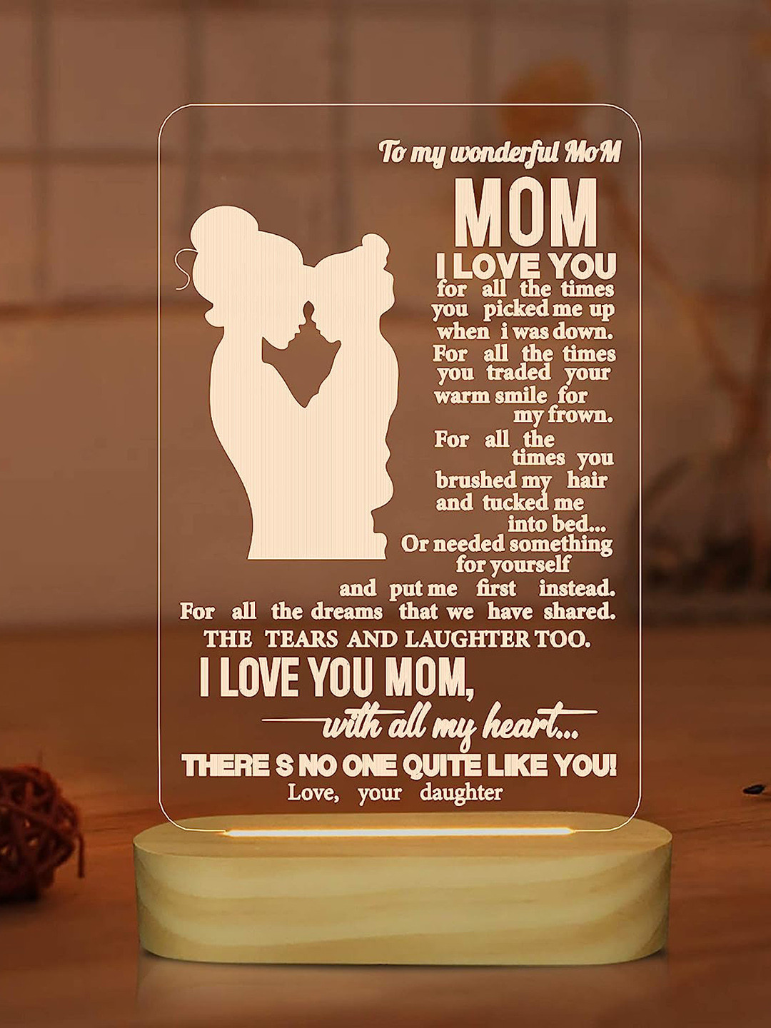 APNAPHOTO Transparent Mom 3D Illusion Table Lamp