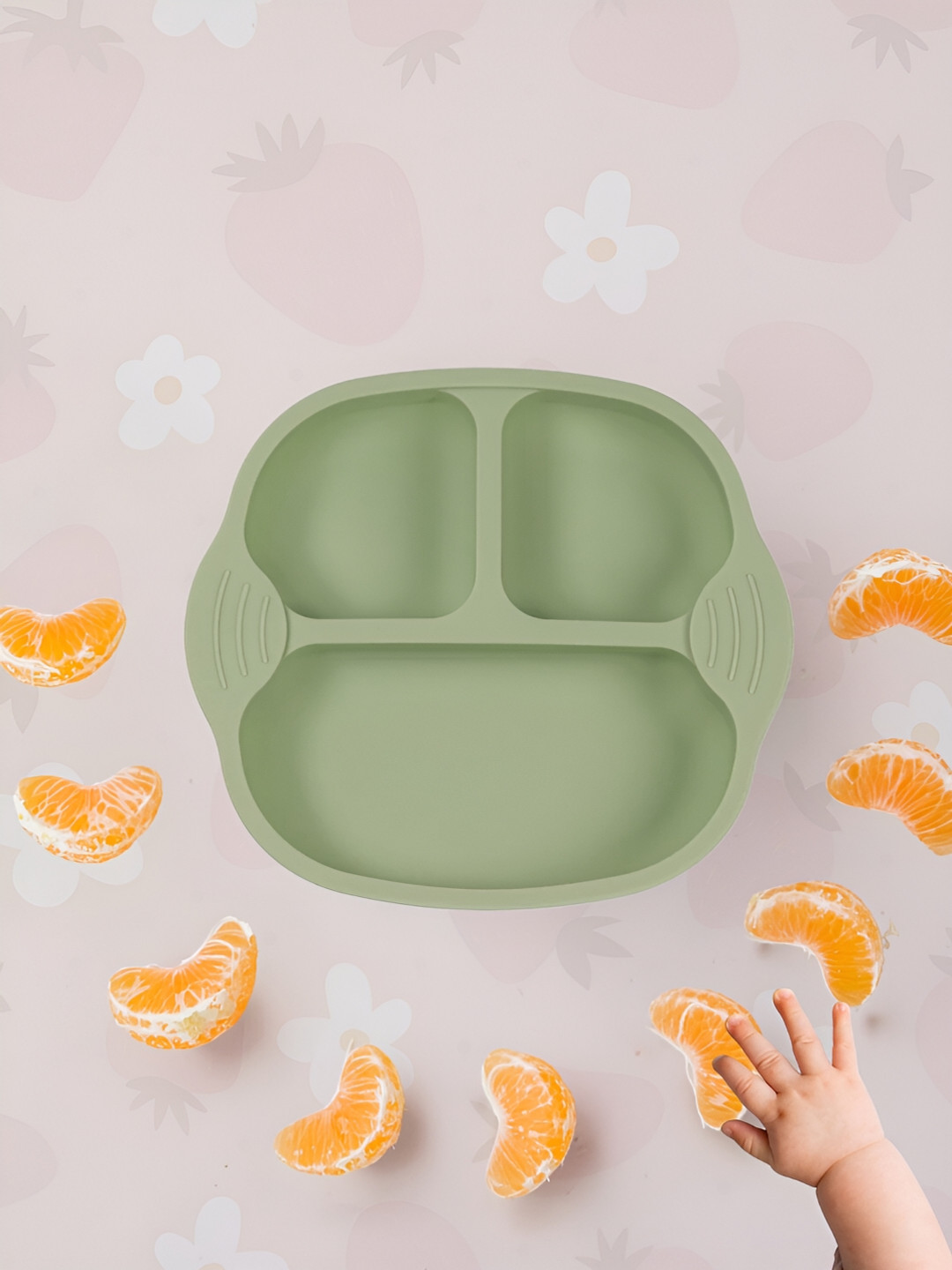 UniKart Olive Green Silicone Baby Dish with Suction