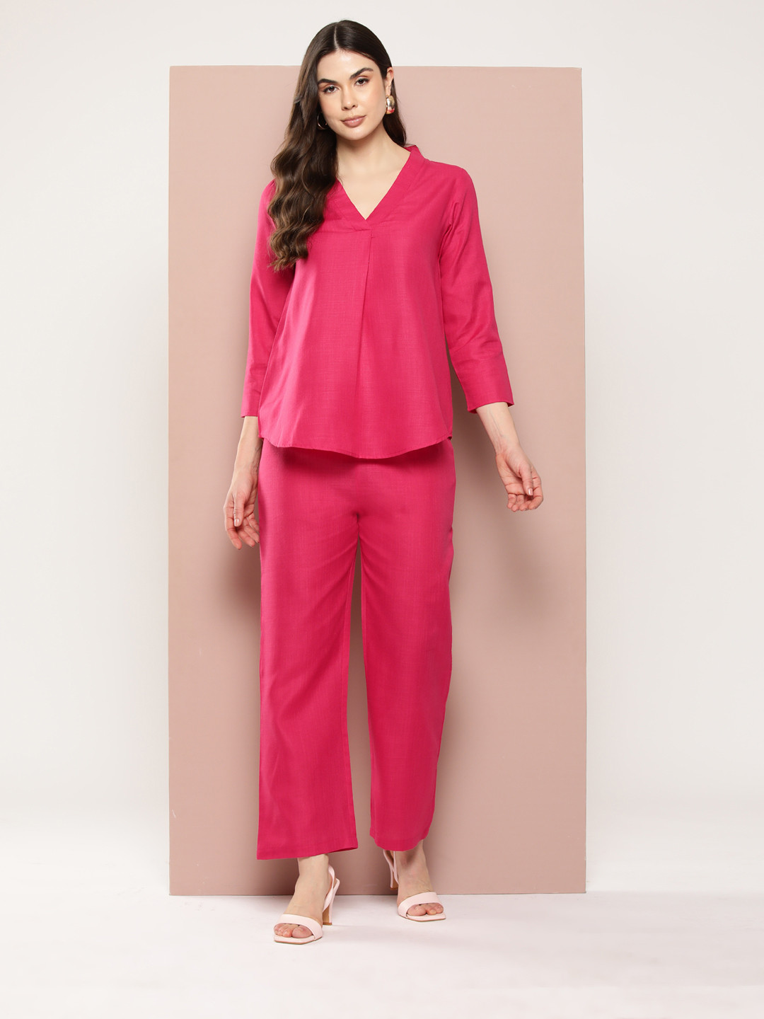 Qurvii Cotton Slub Top with Trousers