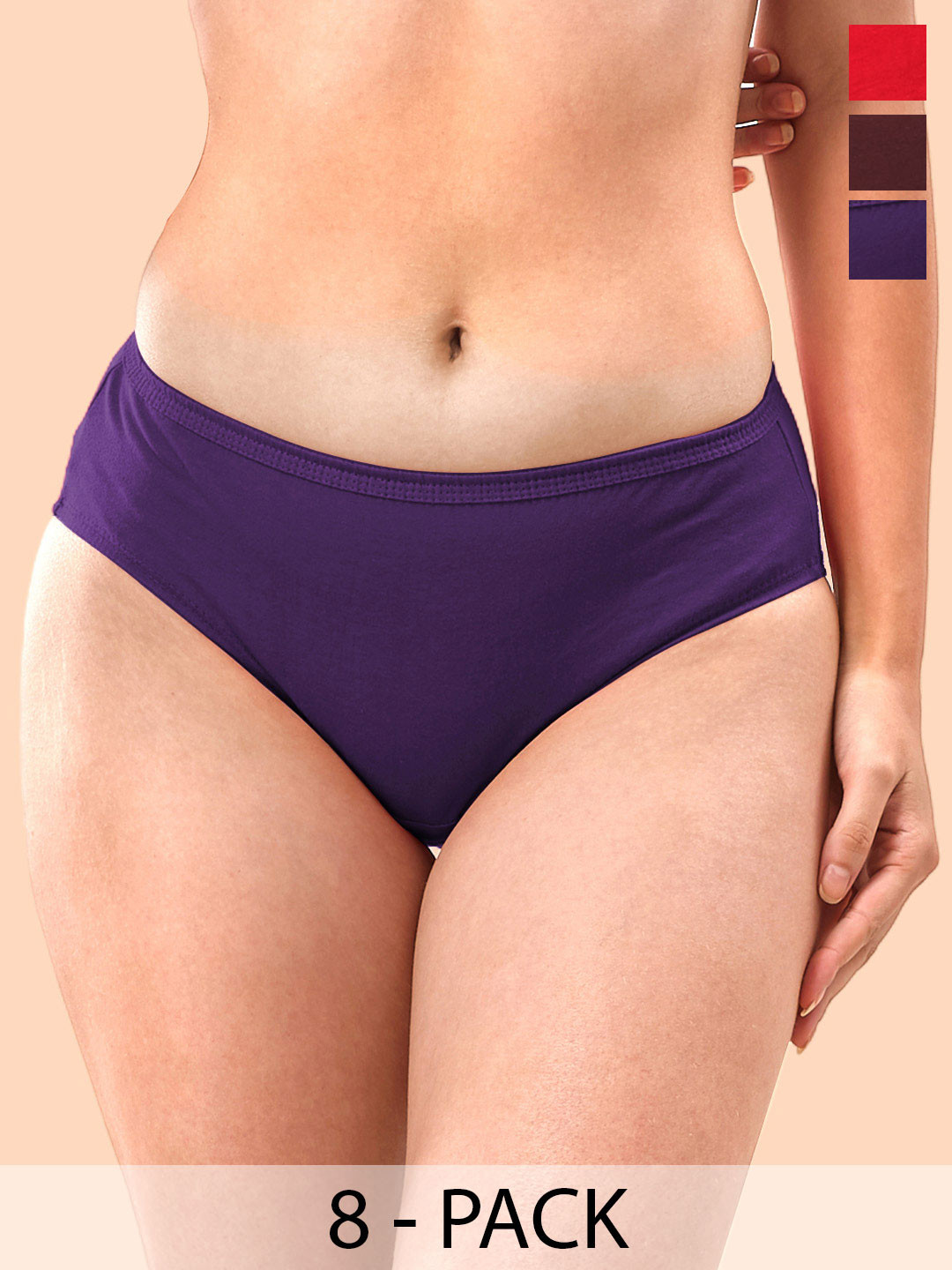 LYRA Pack of 8 Assorted Anti-Odour Mid-Rise Bikini Briefs