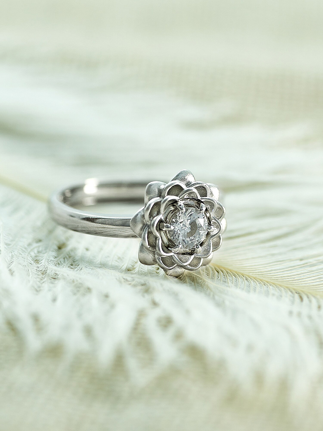 SILBERRY 925 Sterling Silver Rhodium-plated Removable Crystal-studded Adjustable Ring