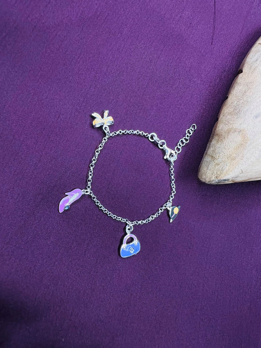 Arte Jewels Girls Sterling Silver Charm Bracelet
