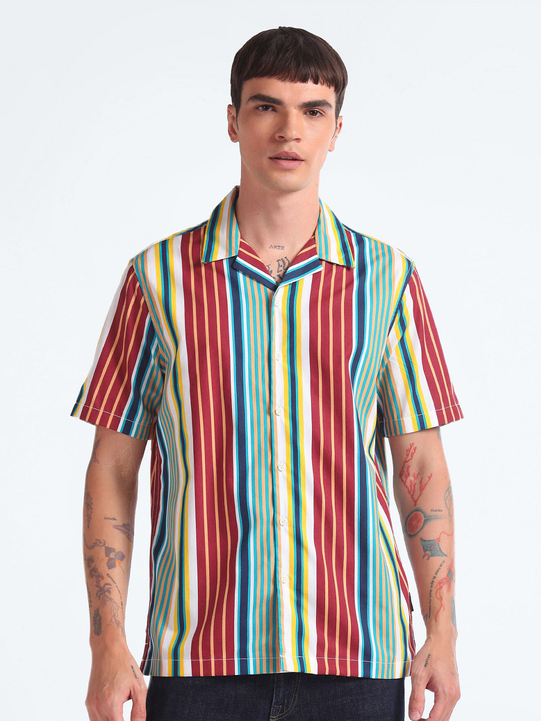 Flying Machine Multi Striped Pure Cotton Casual Shirt