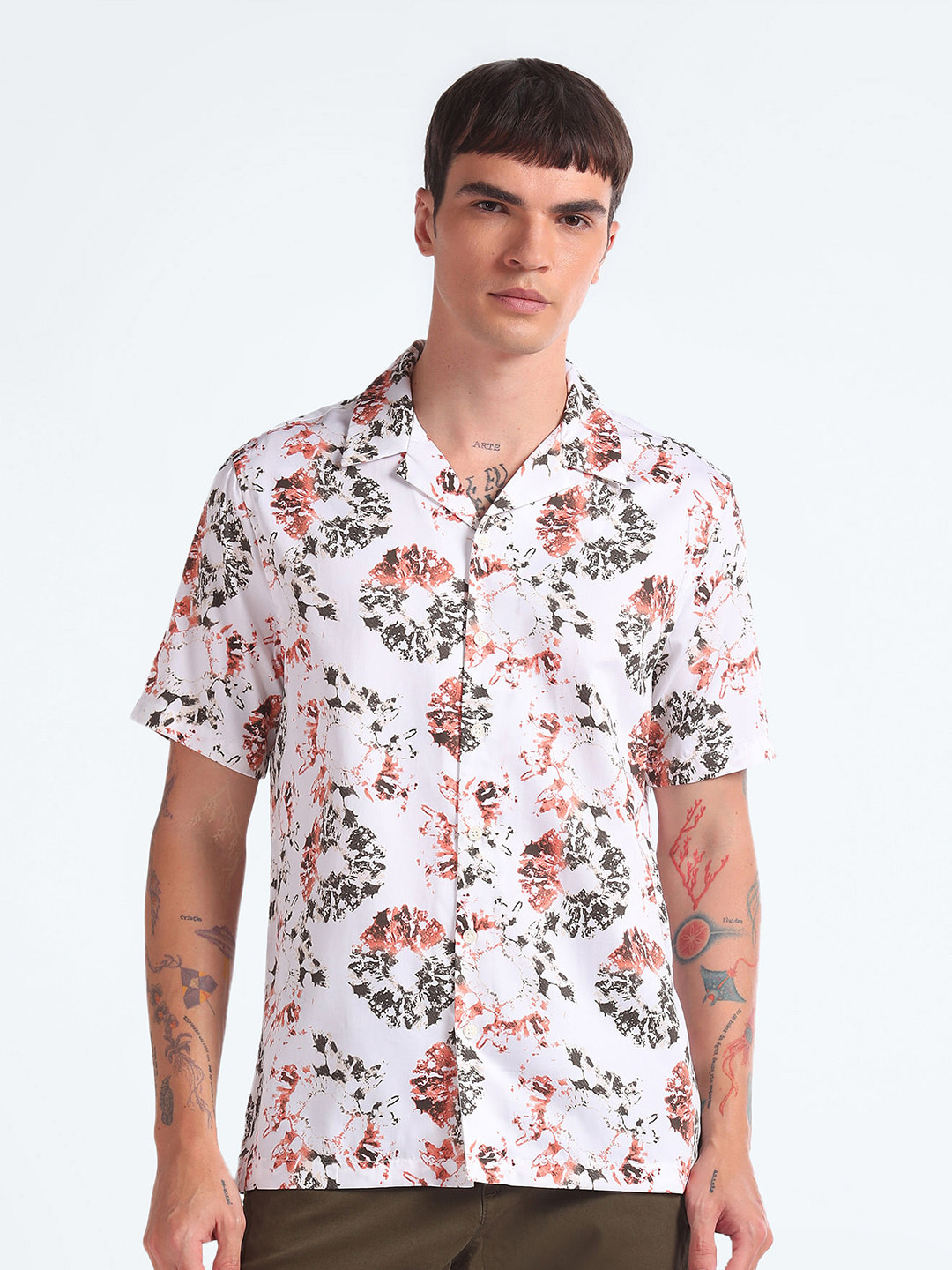 Flying Machine Abstract Printed Cotton Casual Shirt