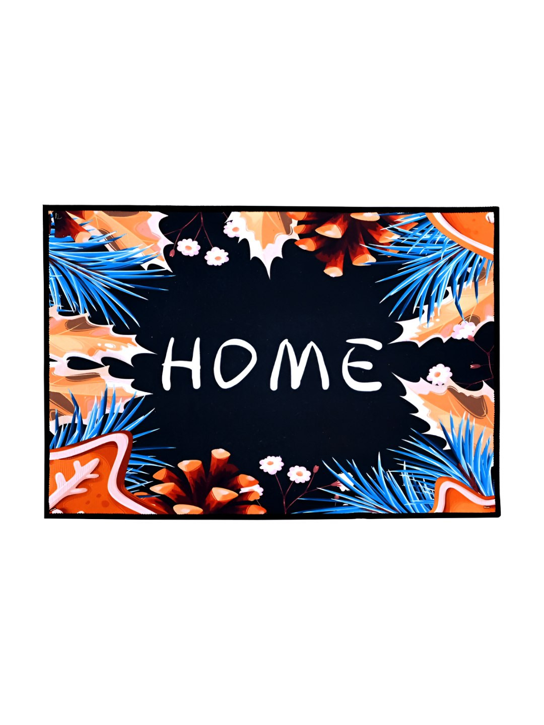 Cortina Black & Brown Self-Designed Anti-Skid Door Mat