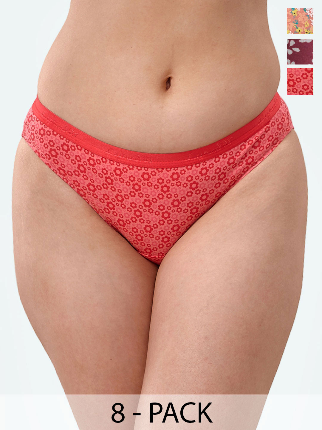 LYRA Pack Of 8 Assorted Printed Bikini Briefs