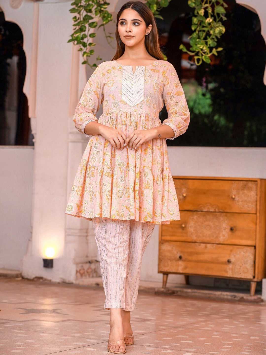 LALI JAIPUR Printed Gotta Patti Top & Trouser Ethnic Co-Ord Set