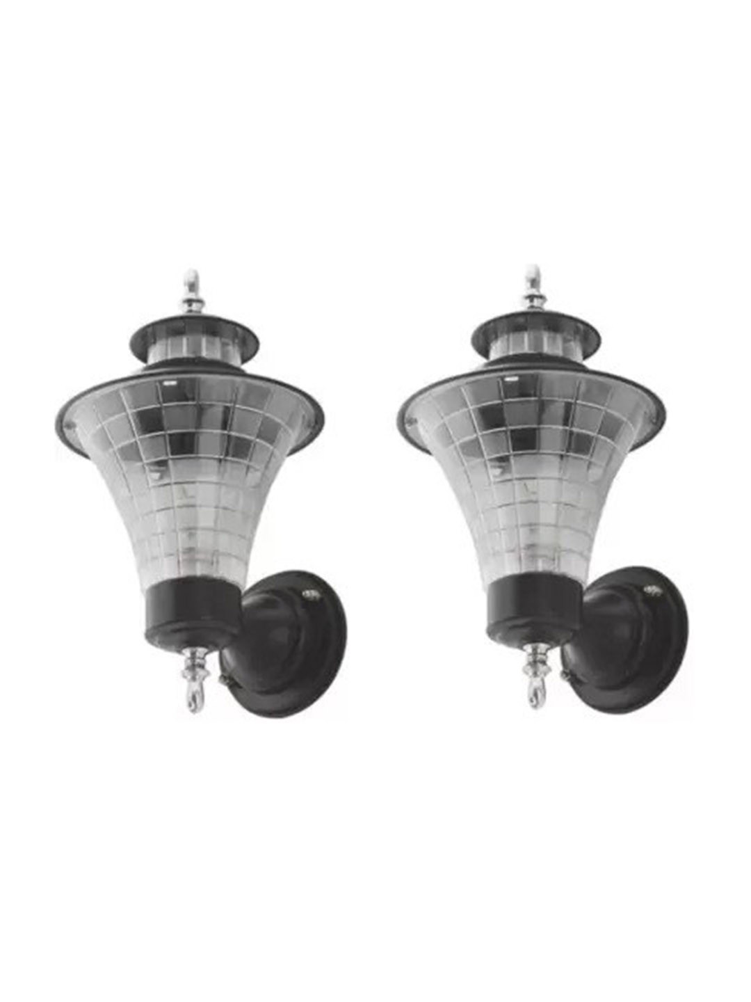 DENICRAAS Black & Transparent 2Pcs Textured Triangle Wall Lamps