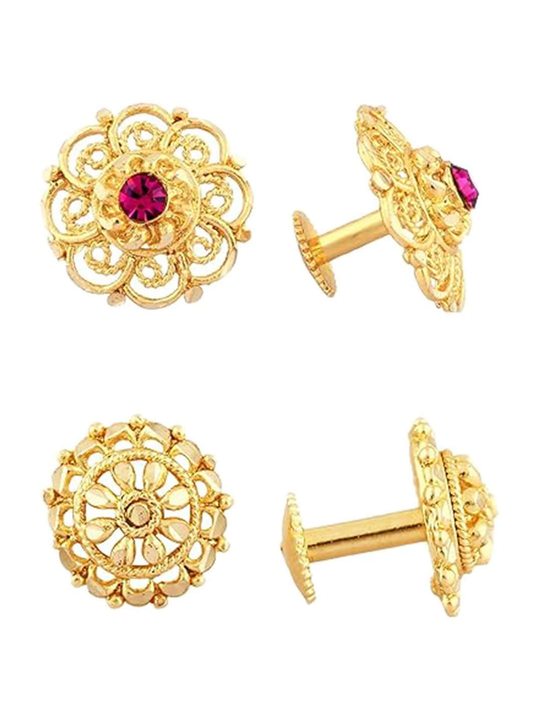 Vighnaharta Set Of 2 Gold Plated American Diamond Studs