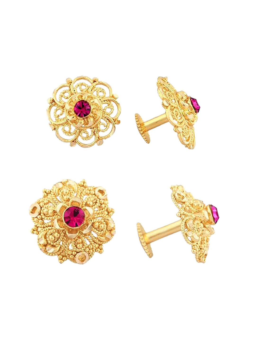 Vighnaharta Set Of 2 Gold Plated American Diamond Studs