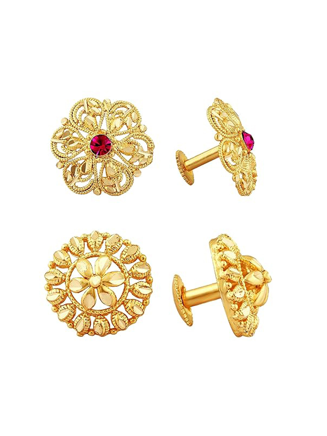 Vighnaharta Set Of 2 Gold Plated American Diamond Studs