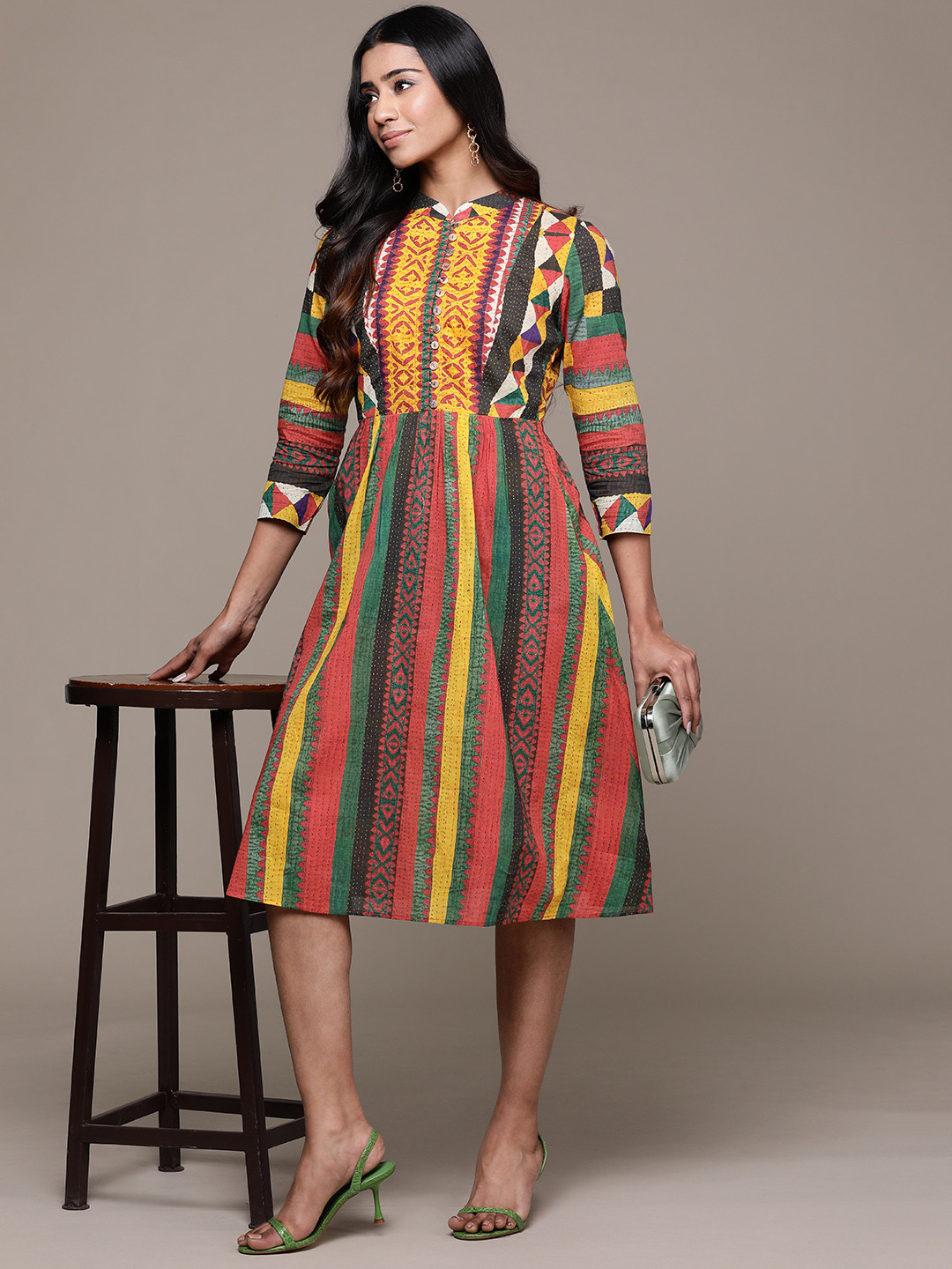 aarke Ritu Kumar Print A-Line Cotton Midi Dress