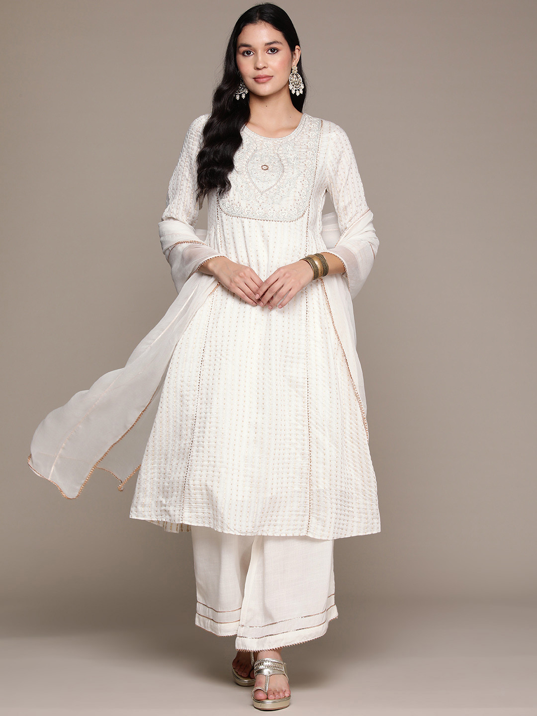 aarke Ritu Kumar Women Ethnic Motifs Yoke Design Regular Gotta Patti Kurta with Palazzos & With Dupatta