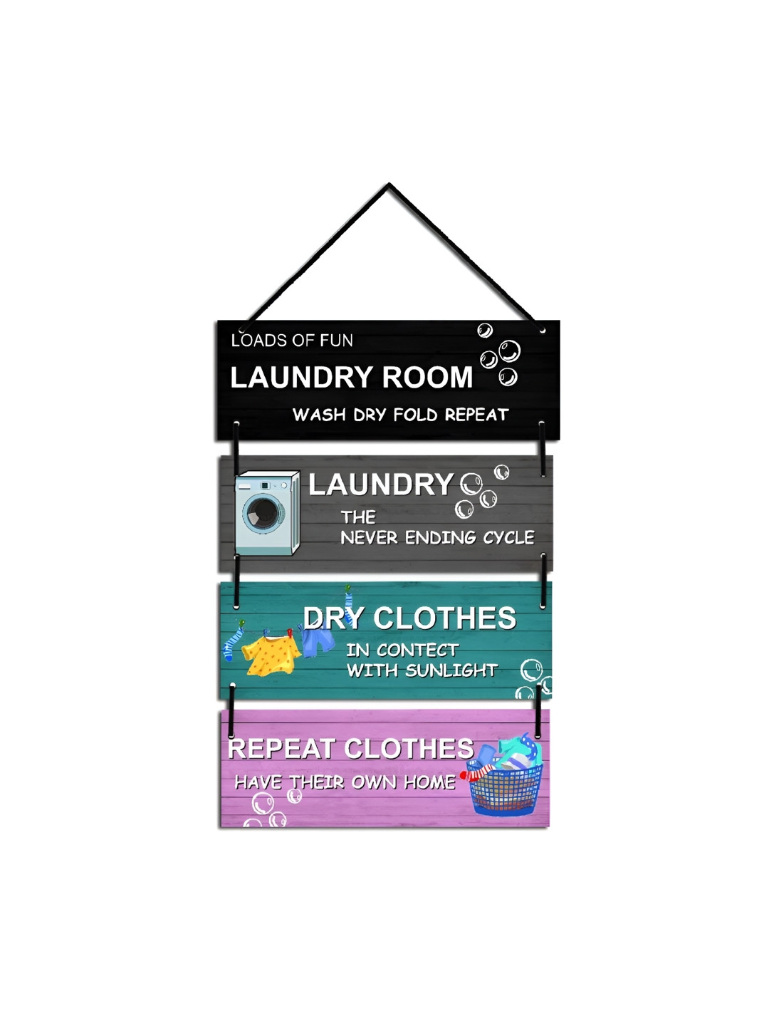 Home Delight Laundry Room Wash Dry Fold Wood Matte Hanging Hall Wall Hangings-25In