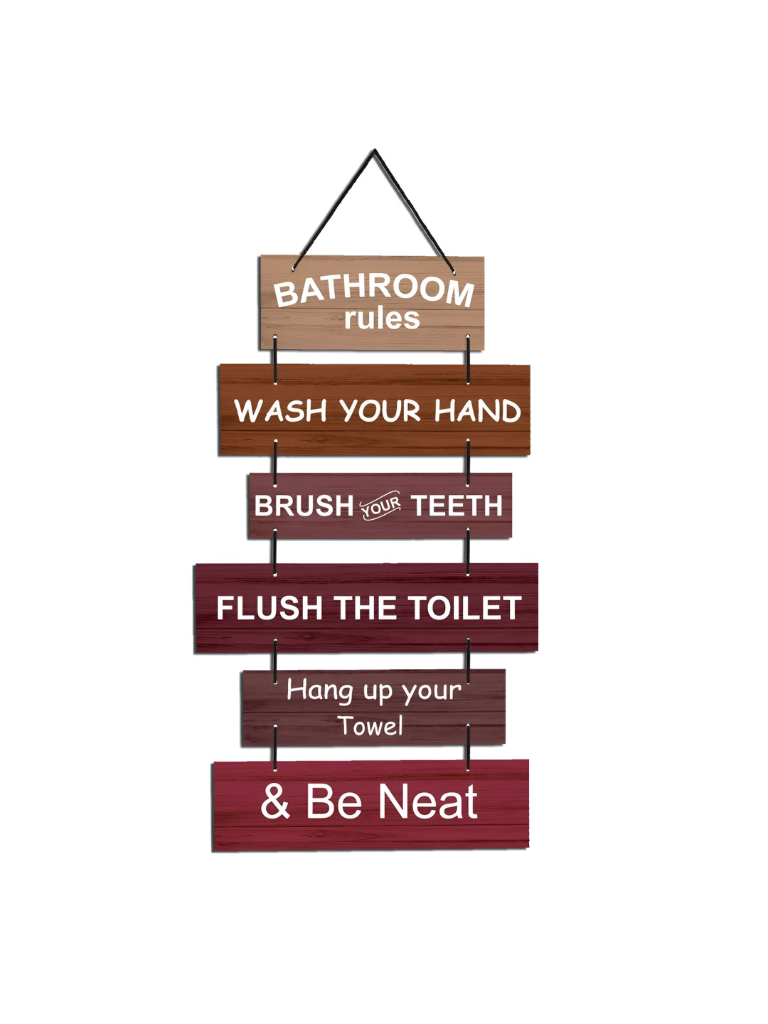 Home Delight Bathroom Rules Wood Matte Hanging Hall Wall Hangings-31.1In