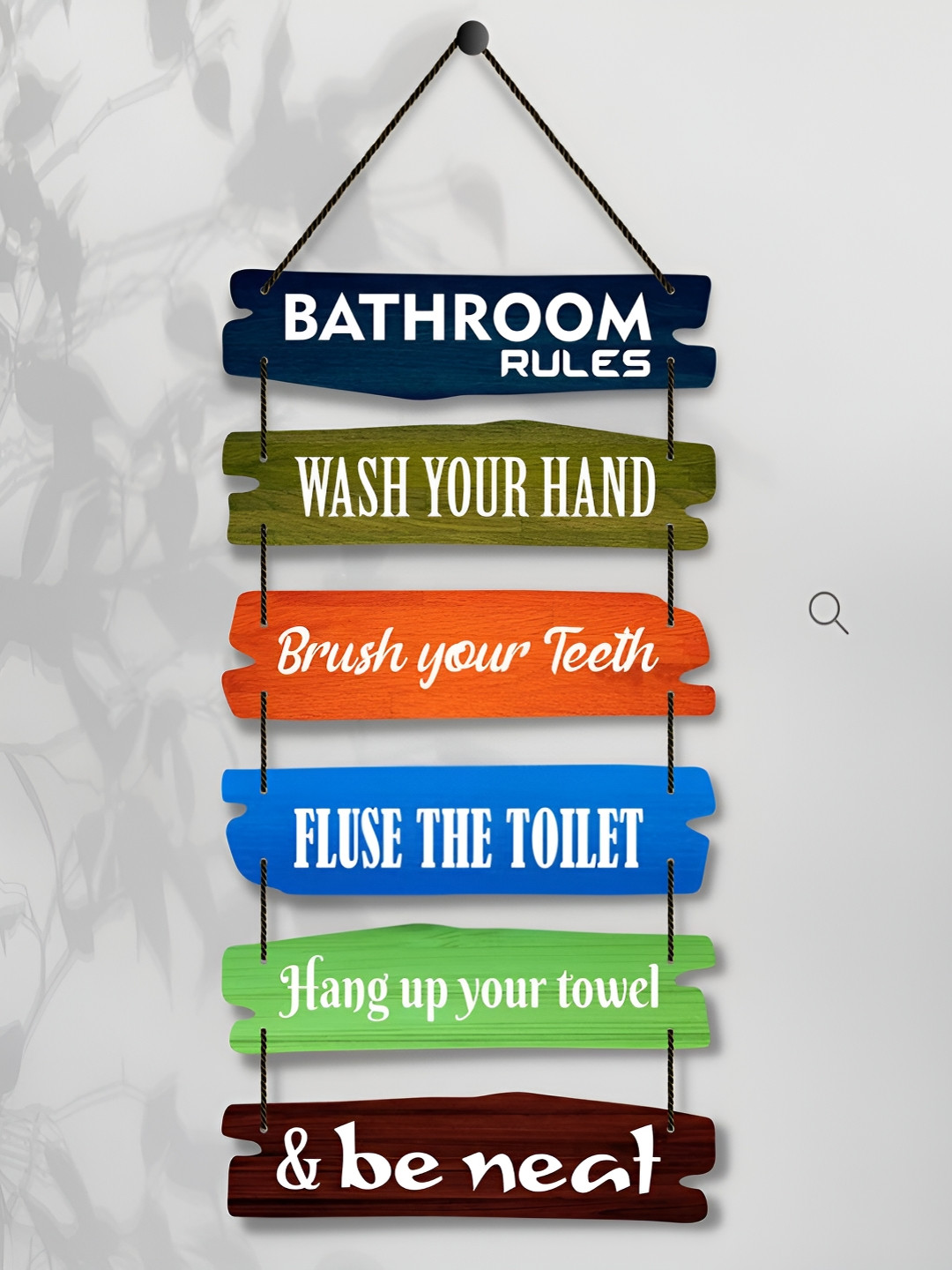 Home Delight Bathroom Rules Signs Wood Matte Hanging Hall Wall Hangings-31In