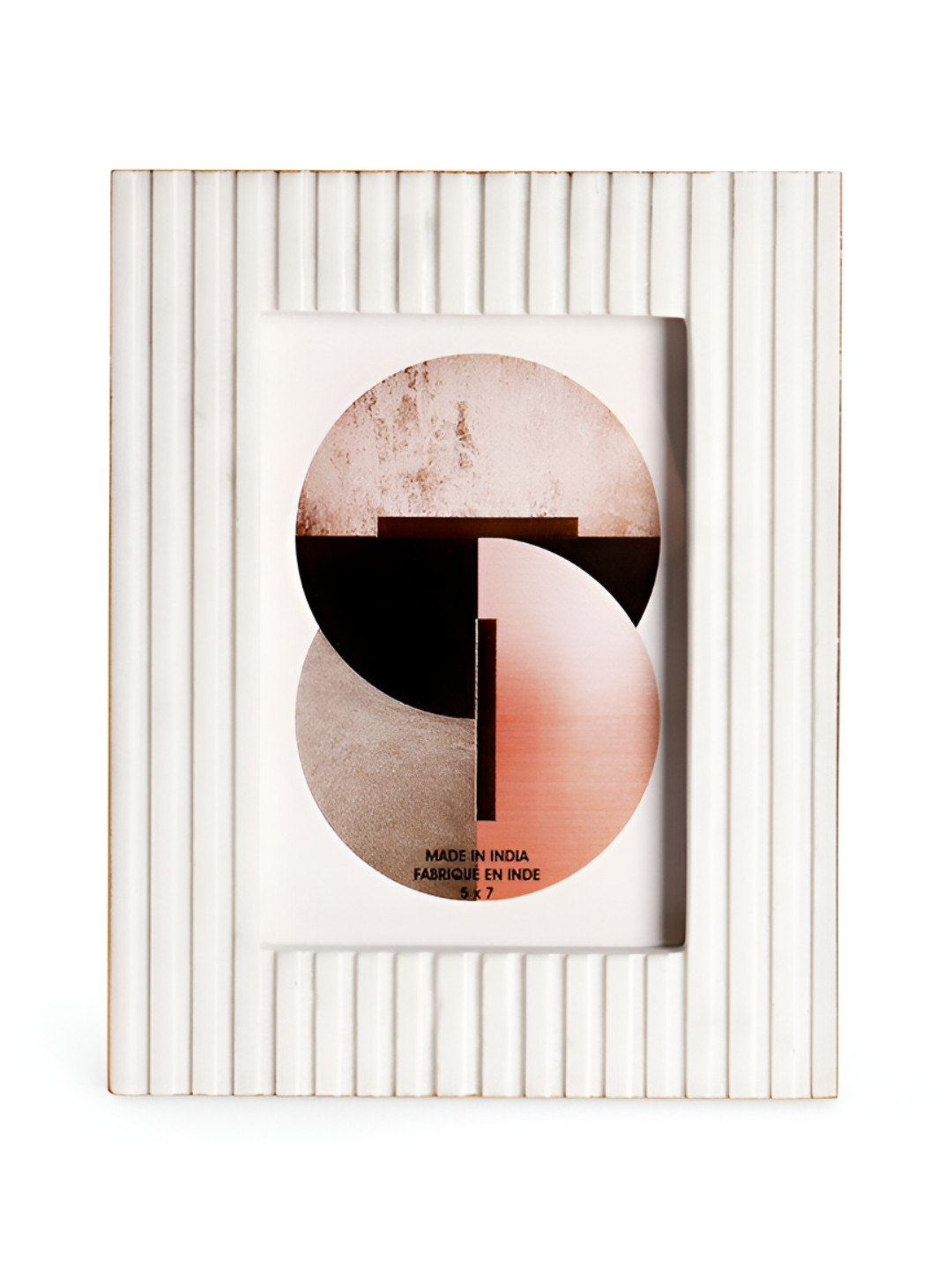 CASA DECOR Gold-Toned & White Table Photo Frame