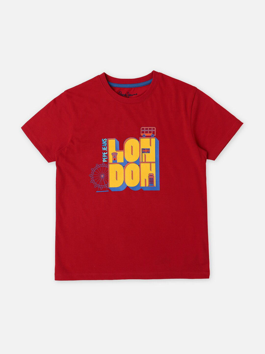 Pepe Jeans Boys Trix Typography Printed Round Neck Pure Cotton T-shirt