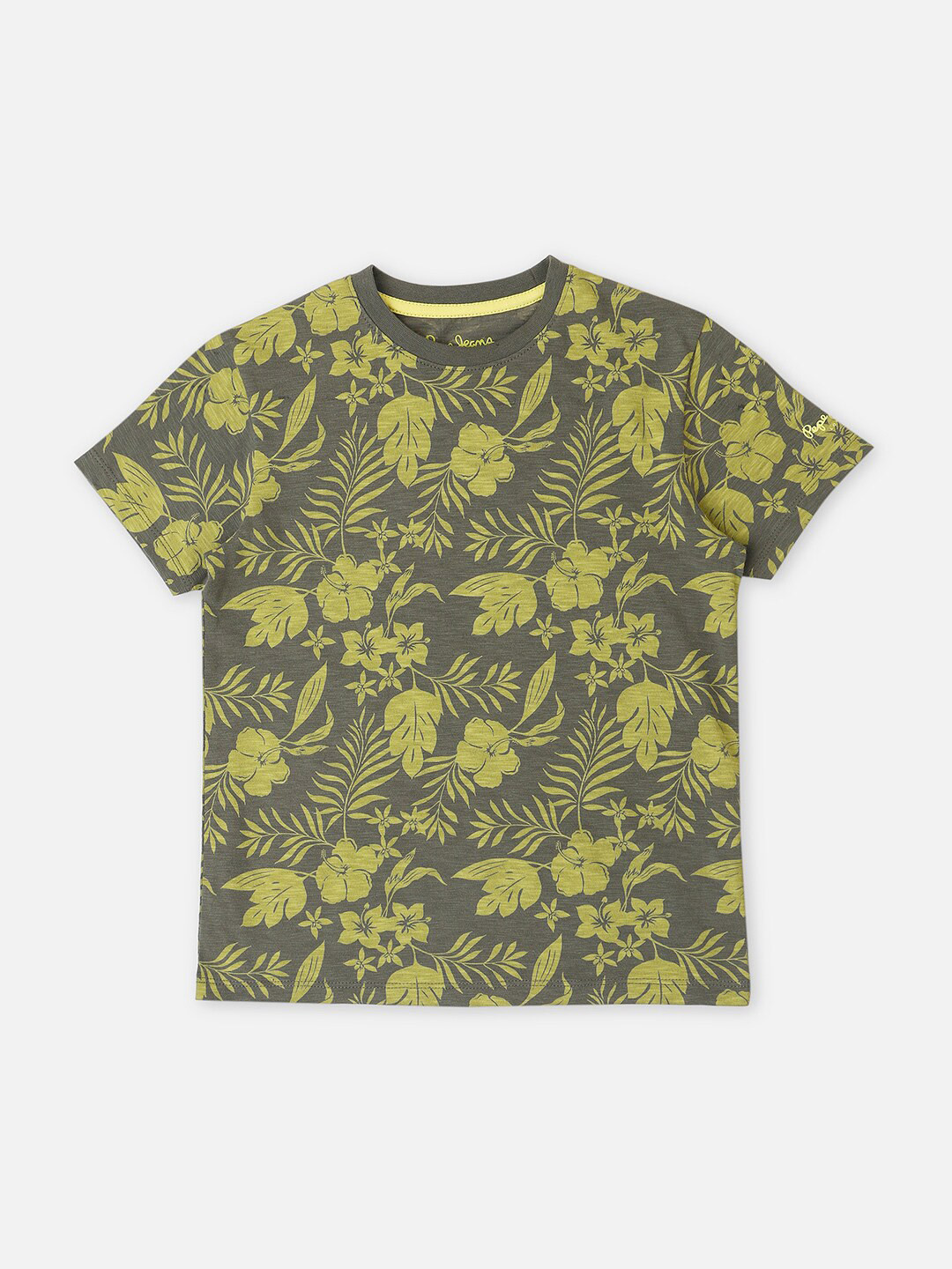 Pepe Jeans Boys Trent Floral Printed Round Neck Pure Cotton T-shirt