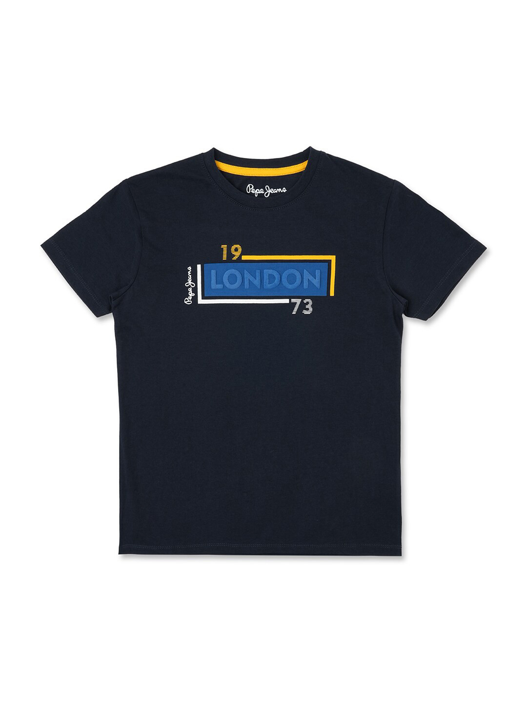 Pepe Jeans Boys Troy Typography Printed Round Neck Pure Cotton T-shirt
