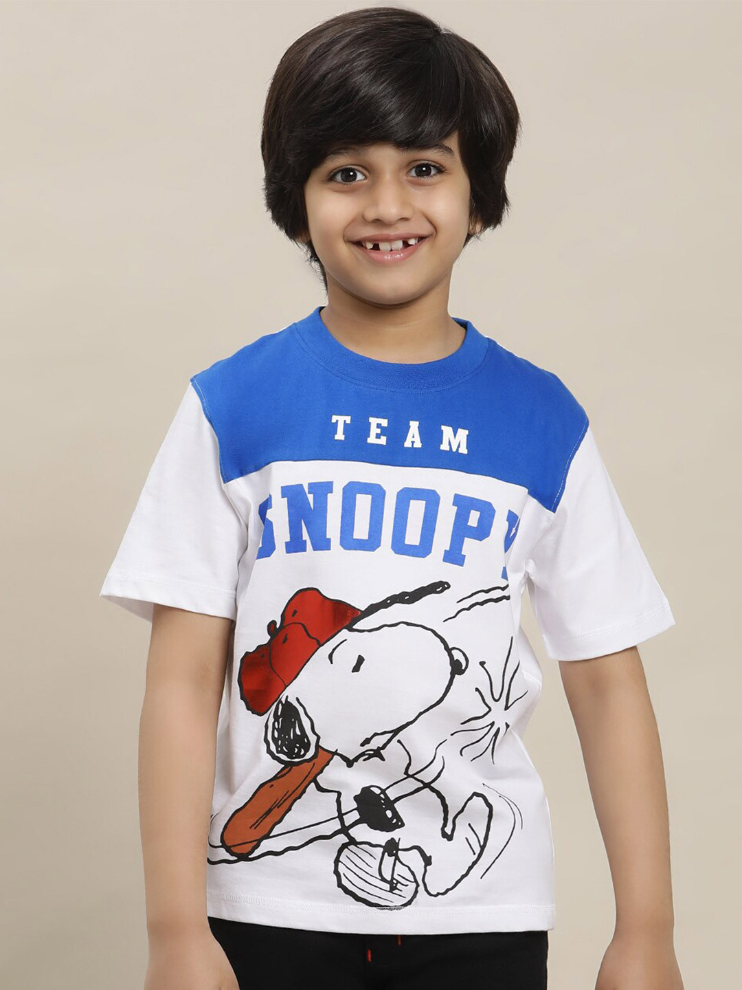 Kids Ville Boys Peanuts Printed Regular Fit T-Shirt
