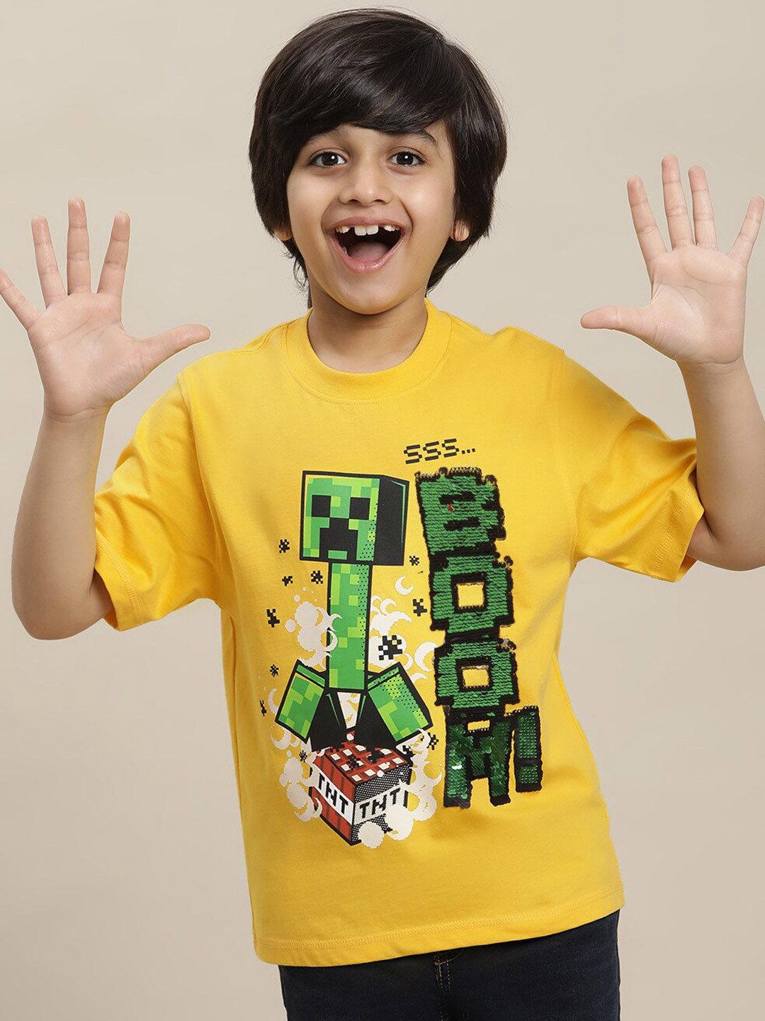 Kids Ville Boys Minecraft-Printed Pure-Cotton T-Shirt