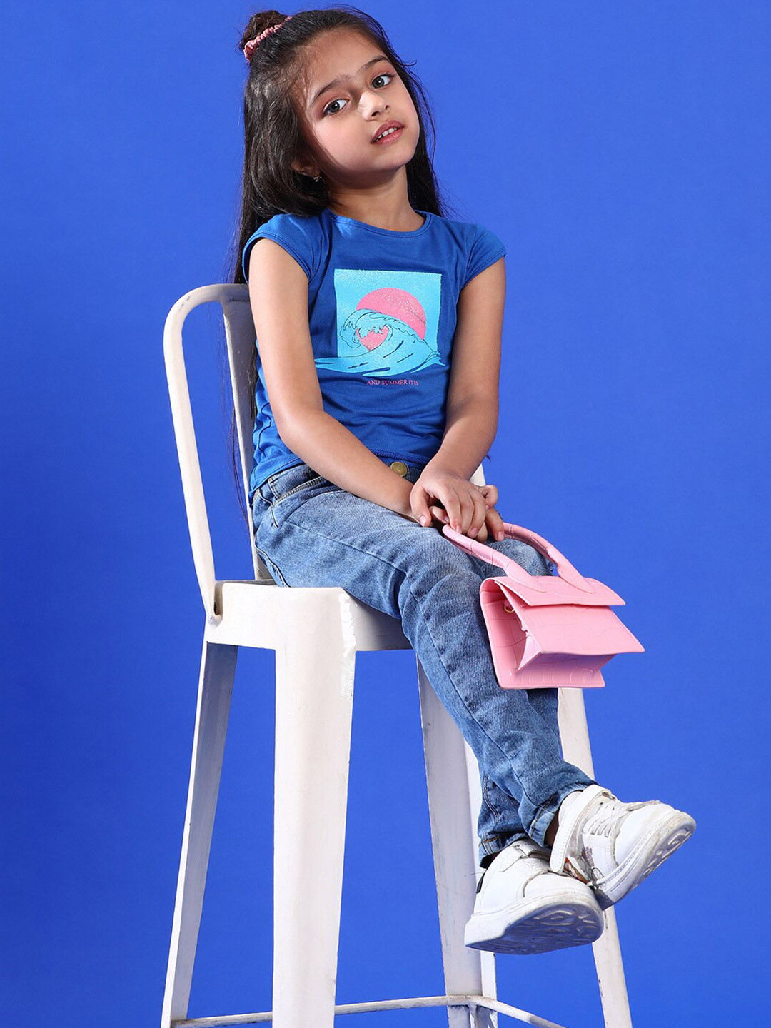 TALES & STORIES Girls Printed Extended Sleeves Cotton T-shirt