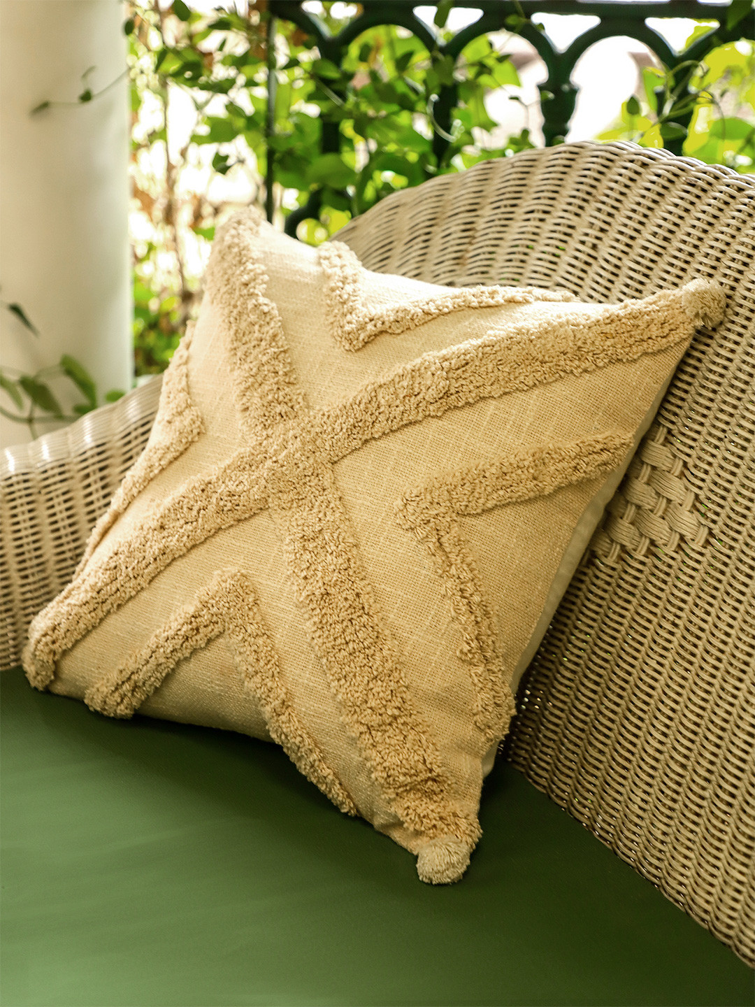 SANSKRUTIHOMES Cream Coloured Embroidered Square Cushion Covers