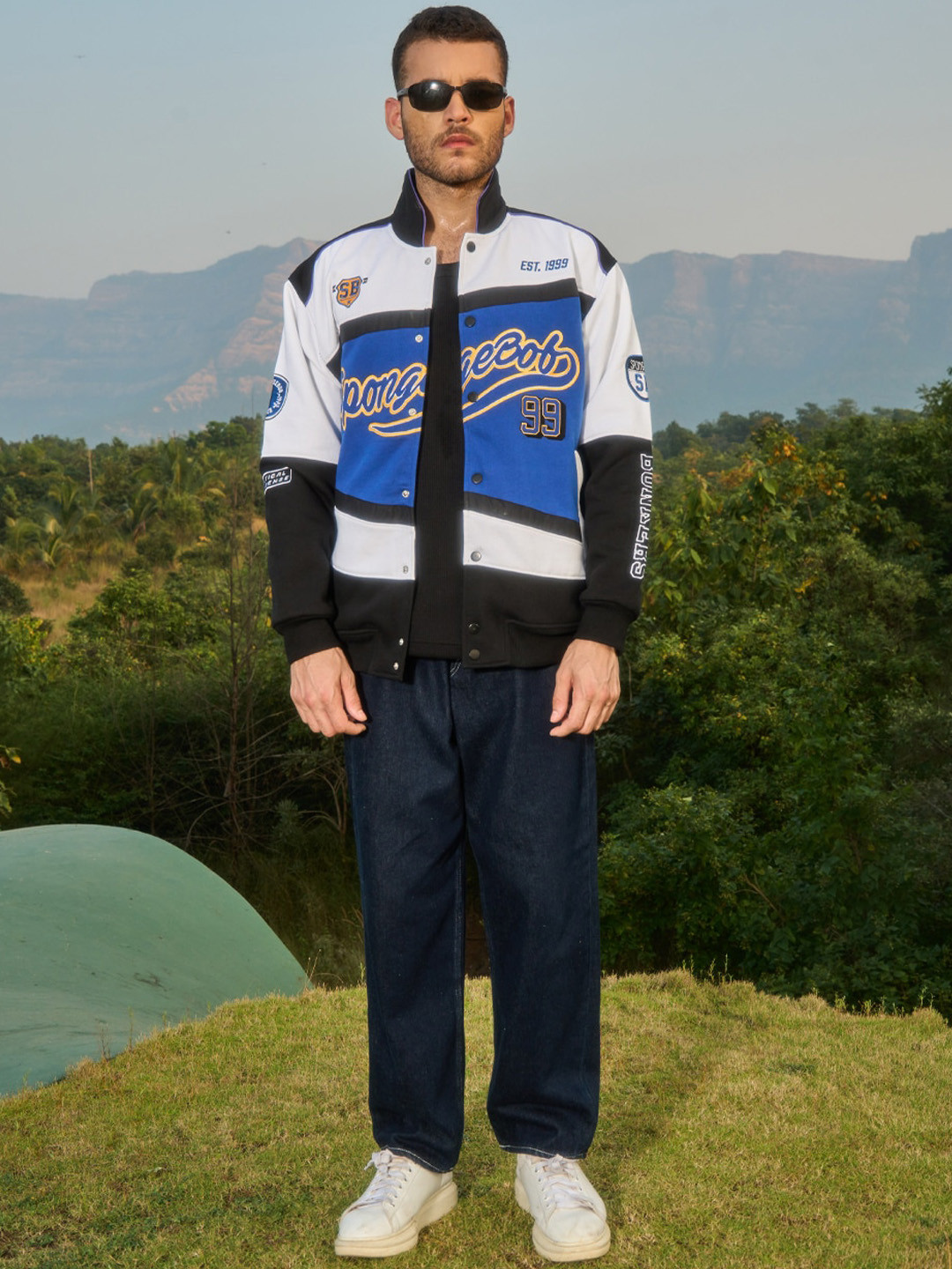 Bonkers Corner Men Cotton Graphic Printed Oversized Jacket