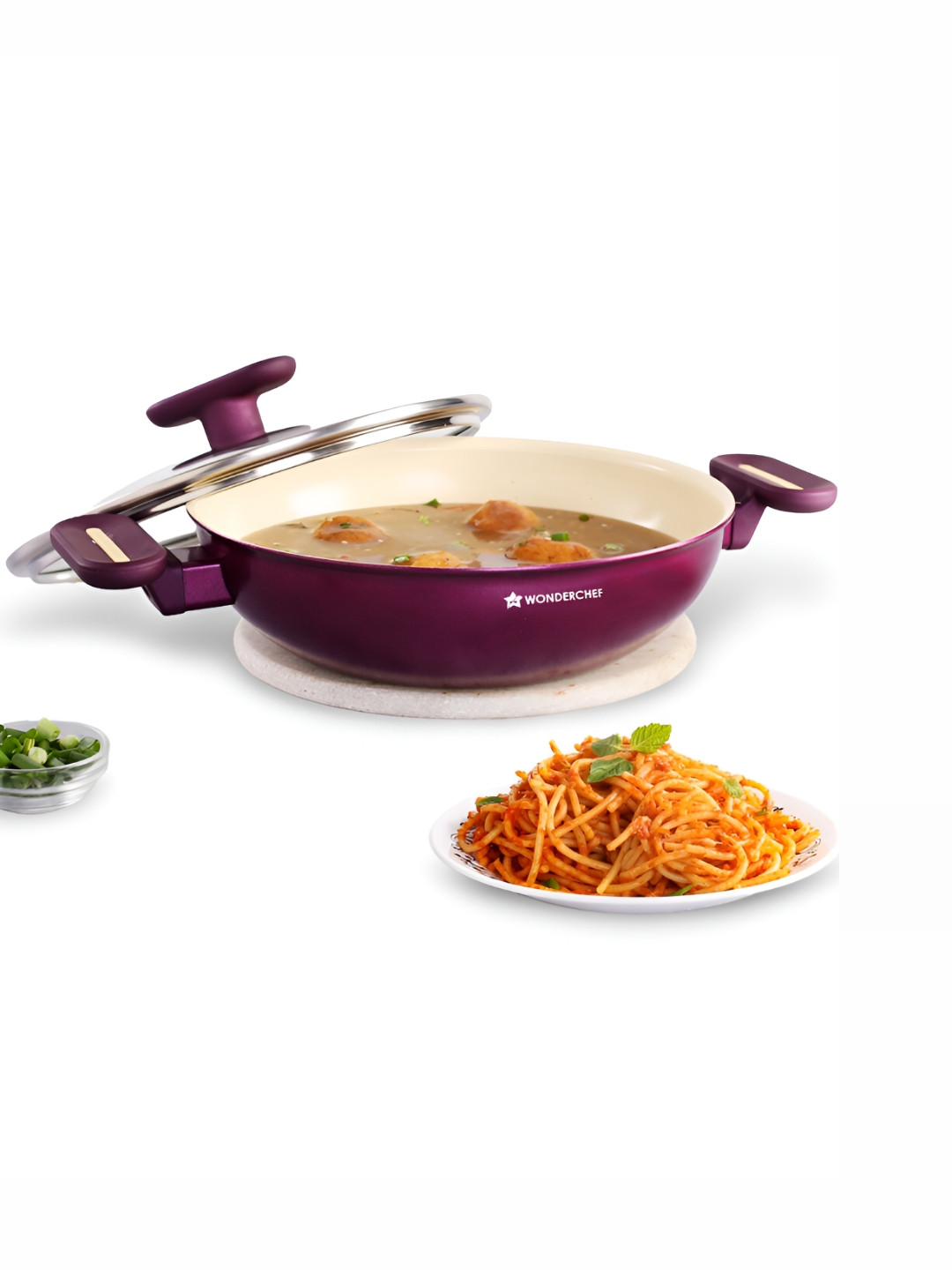 Wonderchef Purple Ceramic Induction Base Kadhai 2.6 L