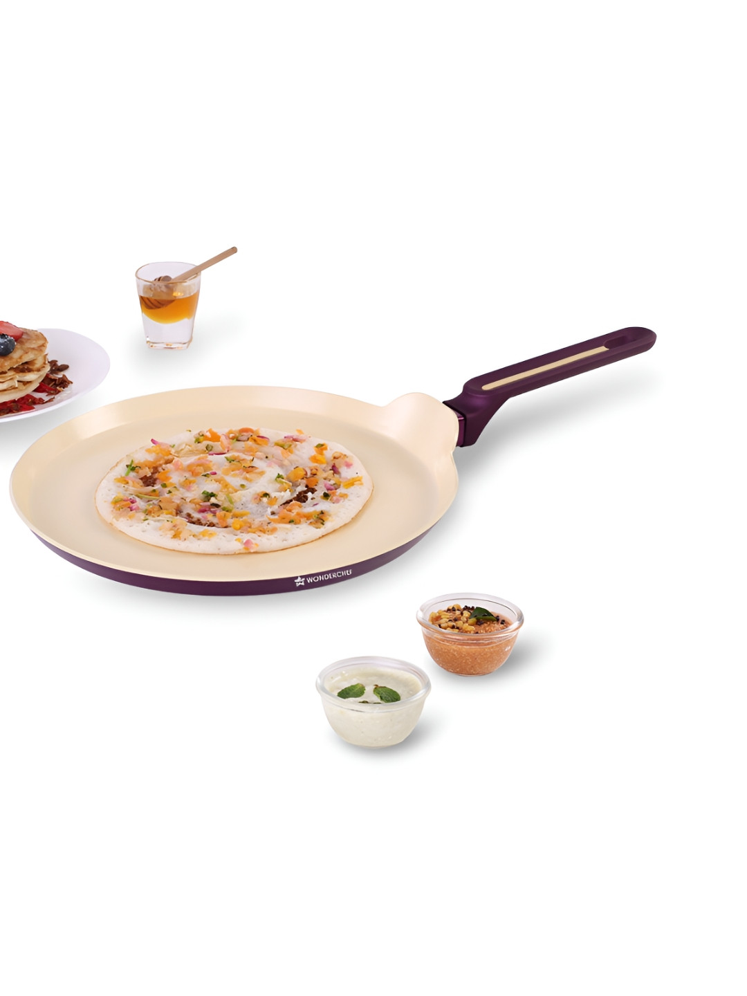 Wonderchef Purple & Off White Ceramic Induction Base Tava