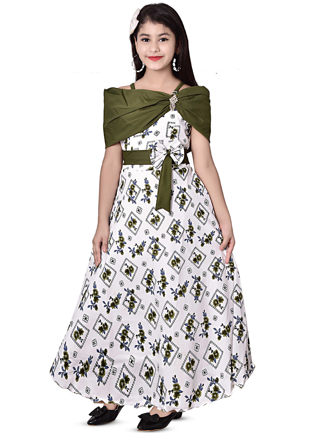 BAESD Floral Printed Denim Maxi Dress