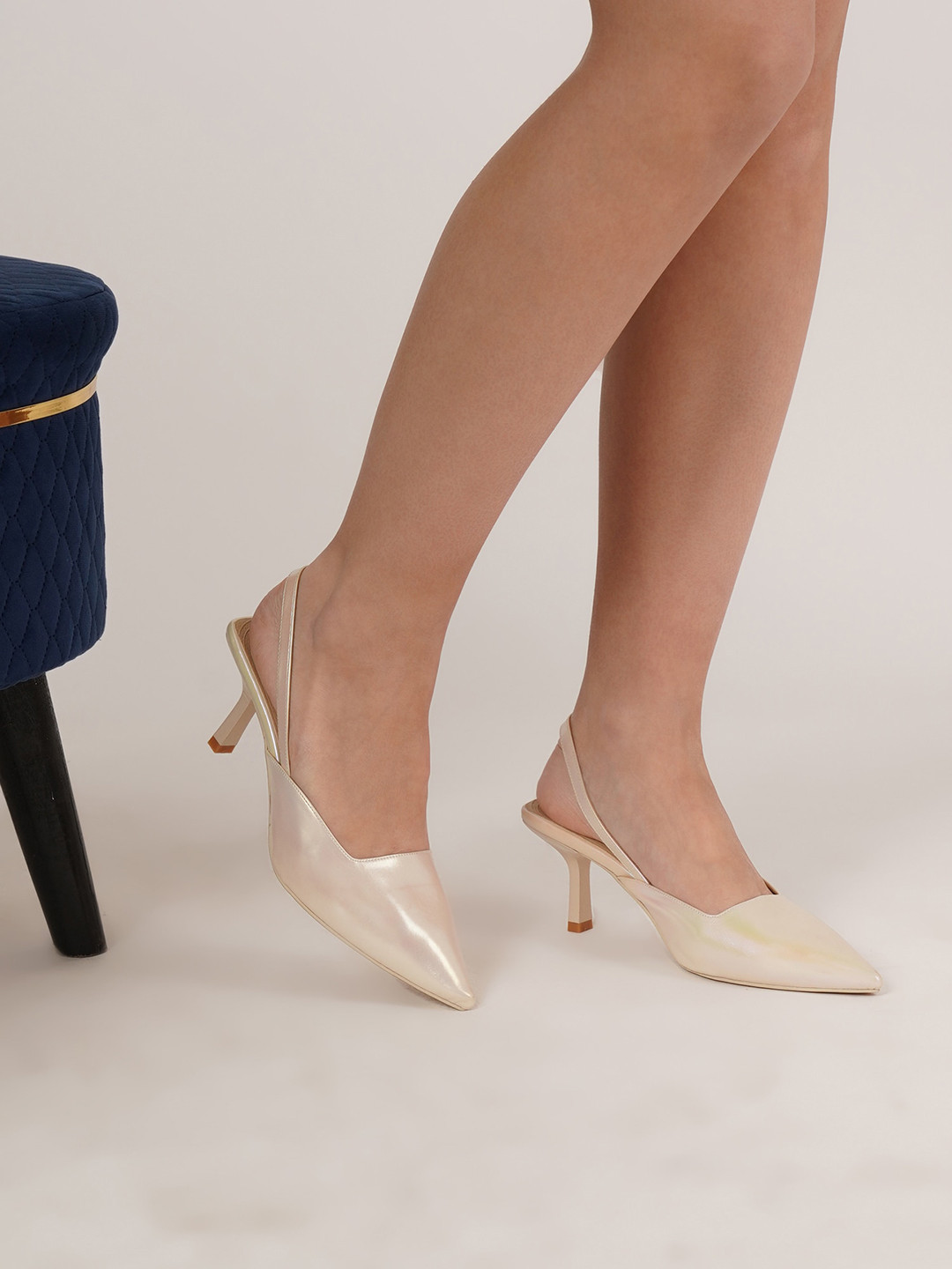 Sherrif Shoes Women Pointed Toe Slingback Slim Heels