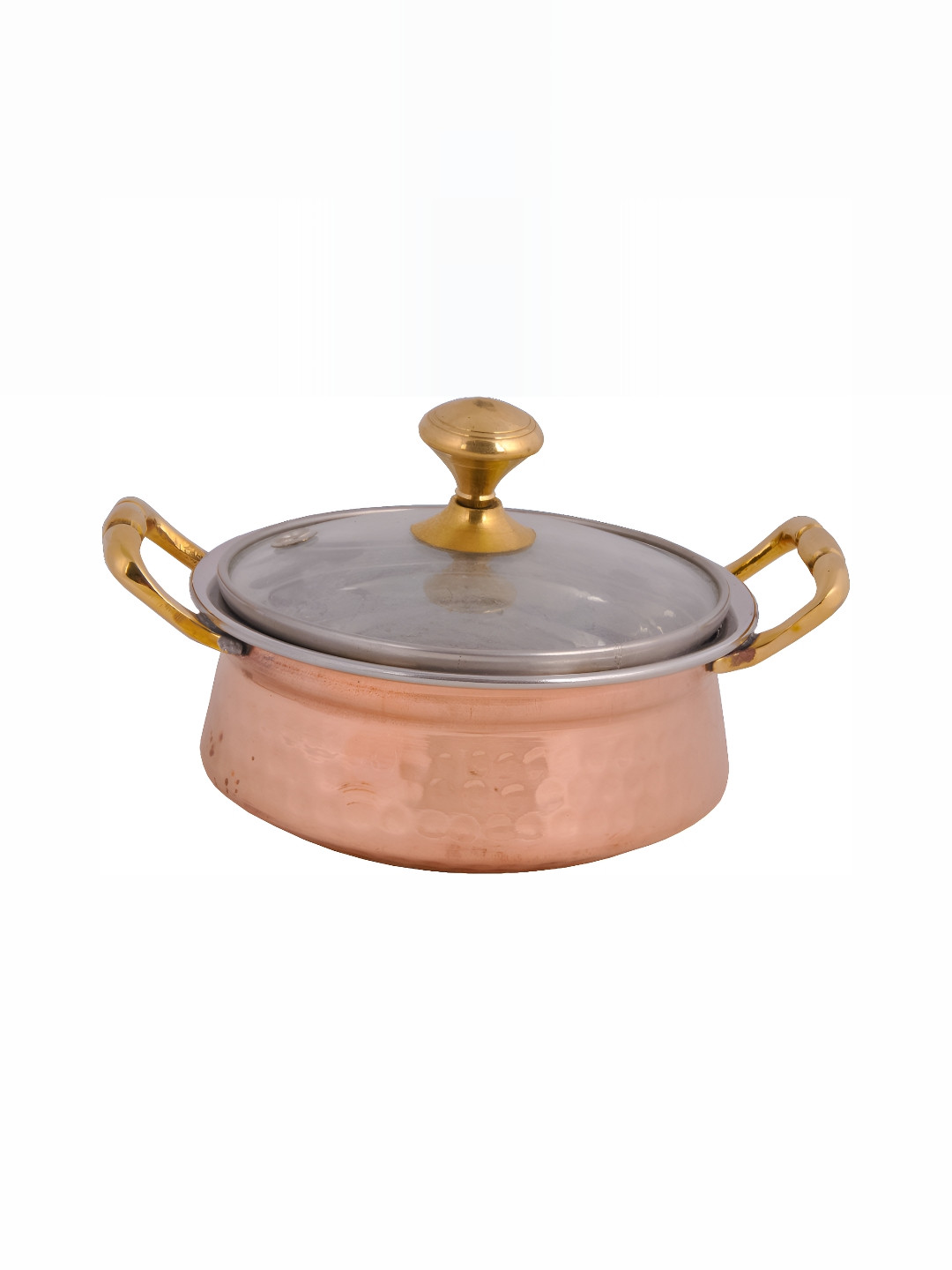 Shivshakti Arts Brown Copper Serving Casserole 400 ml