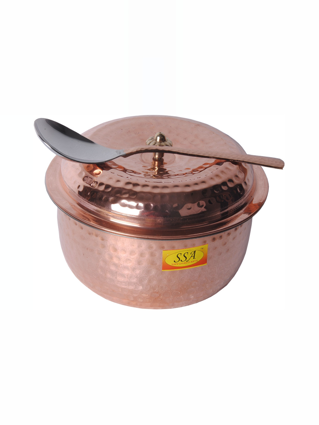 Shivshakti Arts Brown 2 Pieces Serving Handi With Spoon 1 L