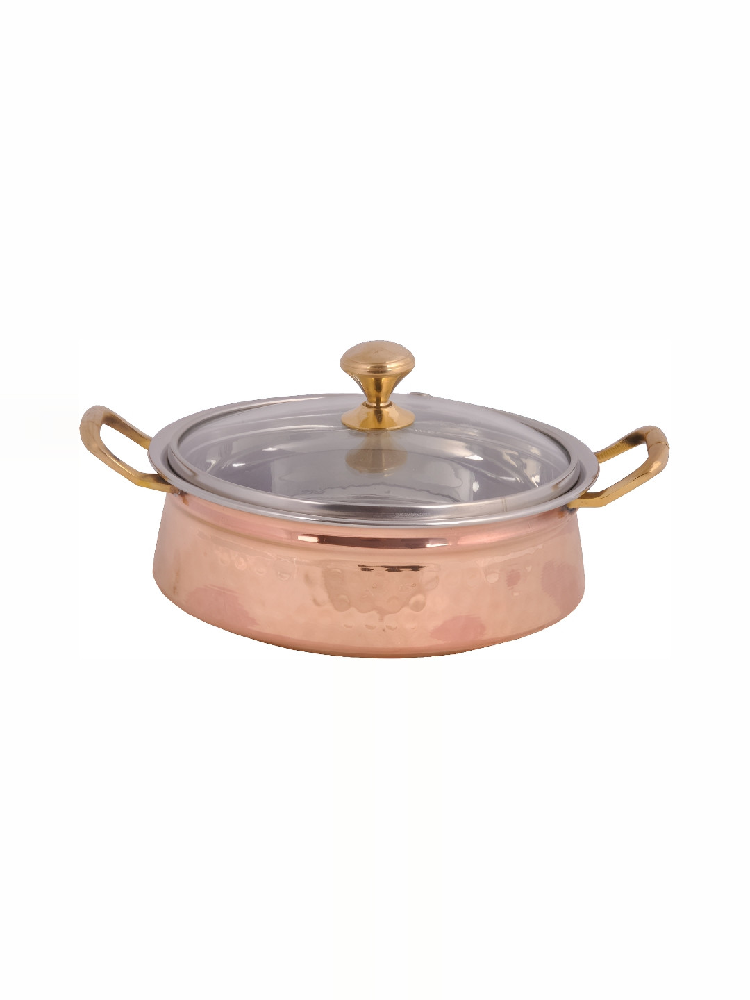 Shivshakti Arts Brown Copper Cooking Handi With Lid