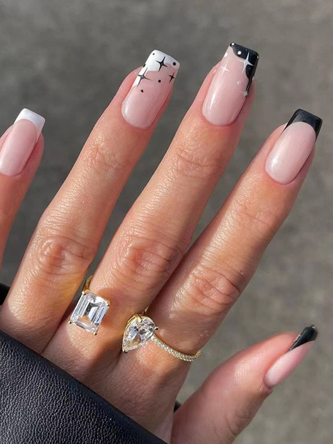 Secret Lives 24 Pcs Black Tips Annie French False Nails