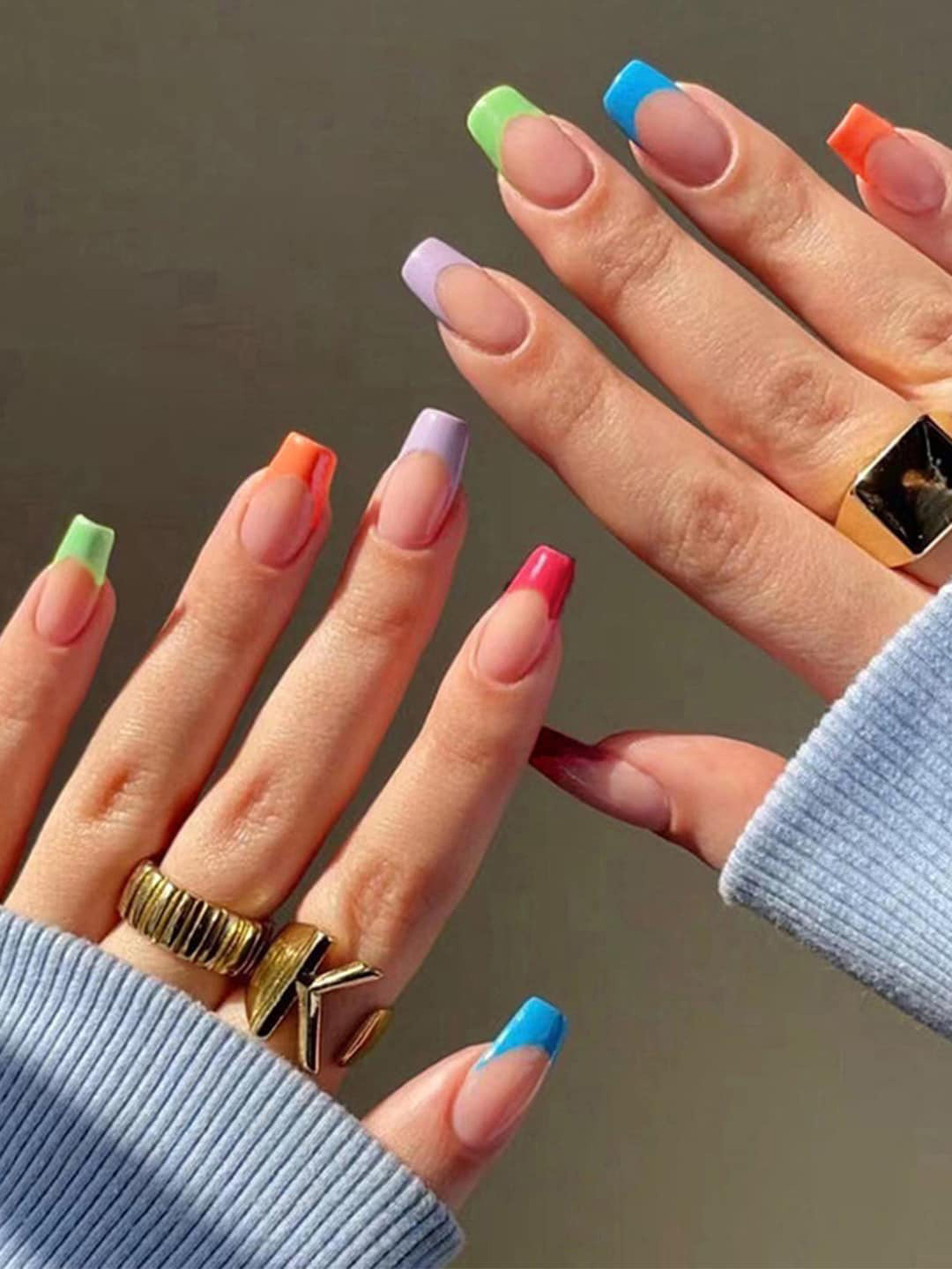 Secret Lives 24 Pcs Color French False Nails