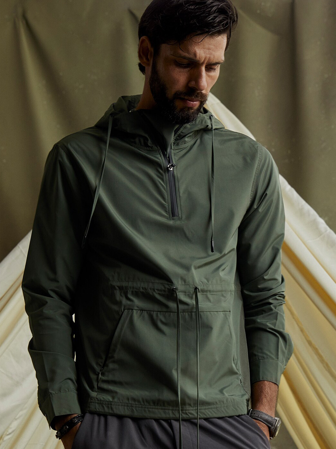 Andamen Full Sleeves Hooded Rapid-Dry Technology Pullover Sweatshirt With Half Zipper