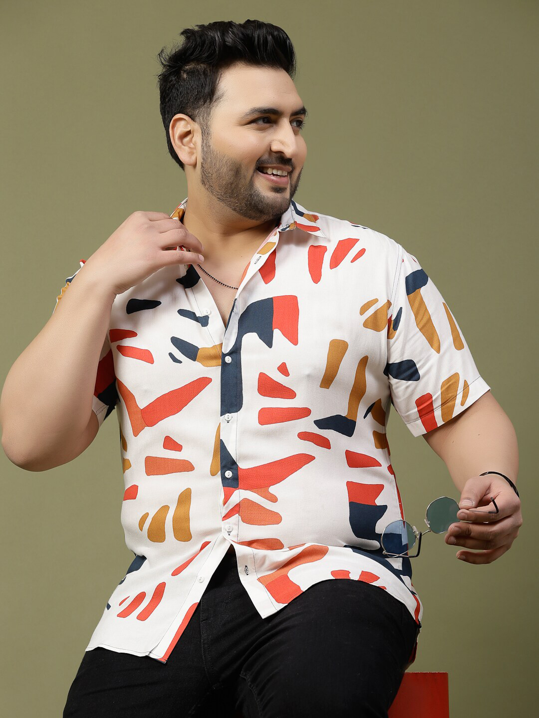 Multicoloured Abstract Regular Fit Casual Shirt