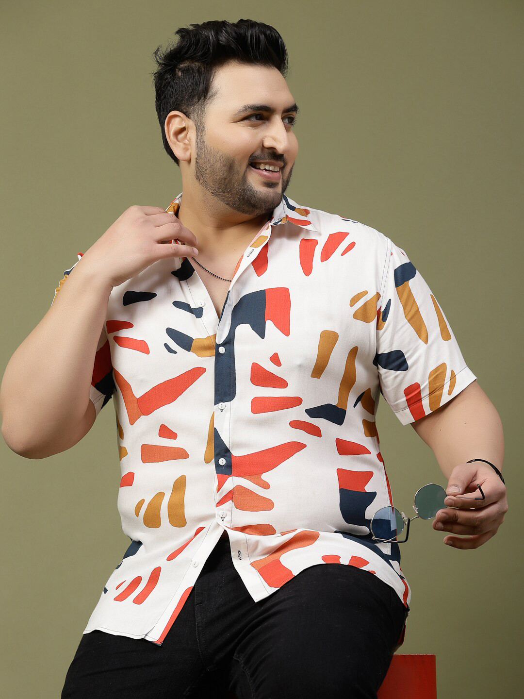 Multicoloured Abstract Regular Fit Casual Shirt