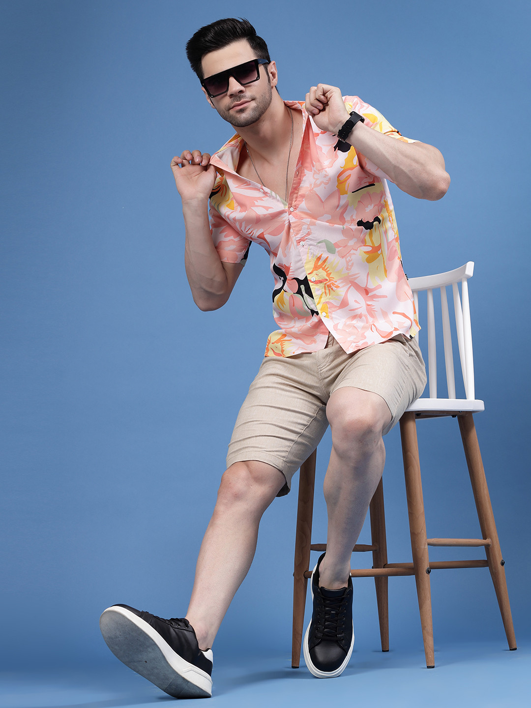 Rigo Floral Print Checked Casual Shirt
