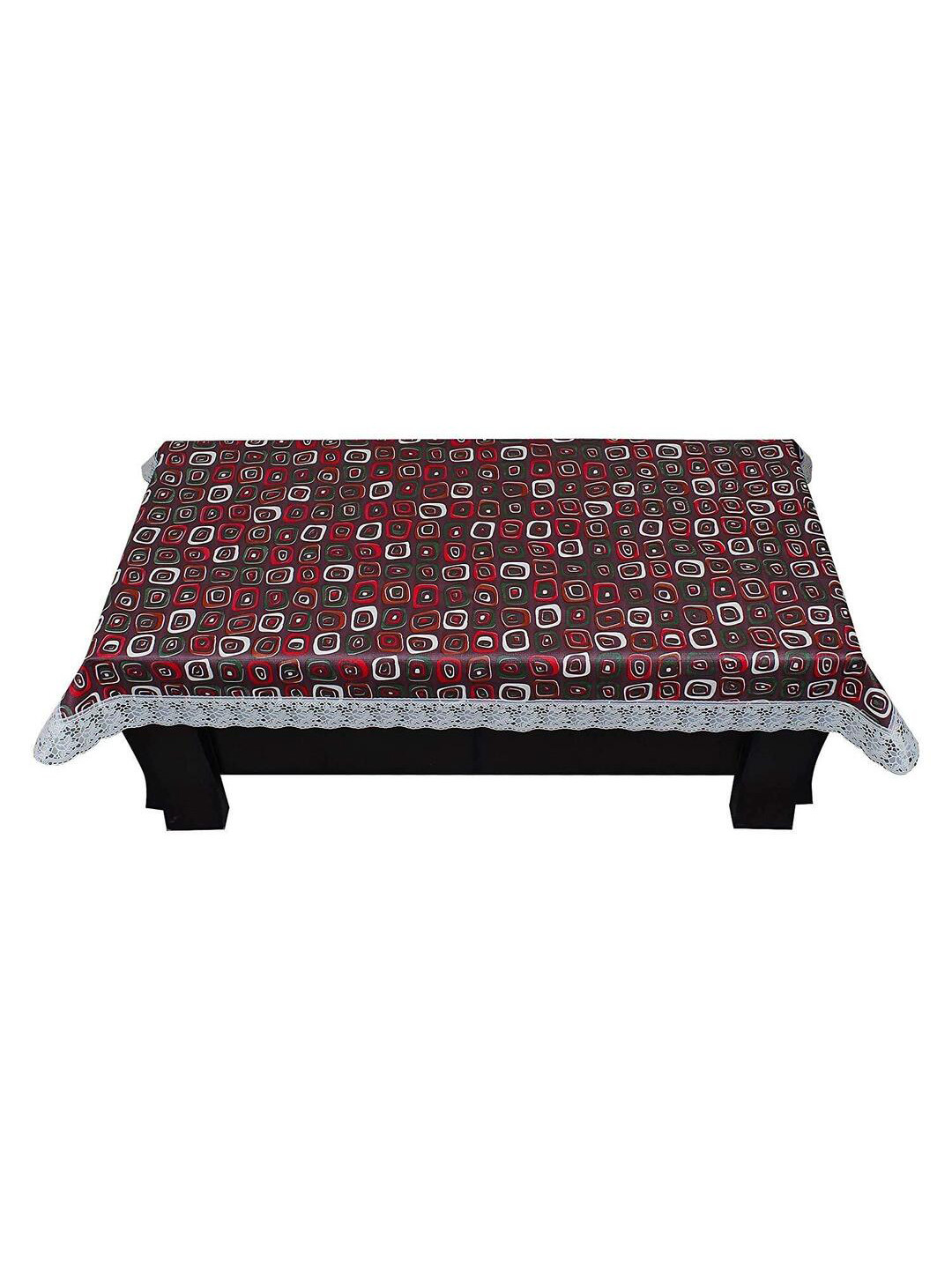CASA-NEST Brown Square Geometric 4-Seater Table Cover