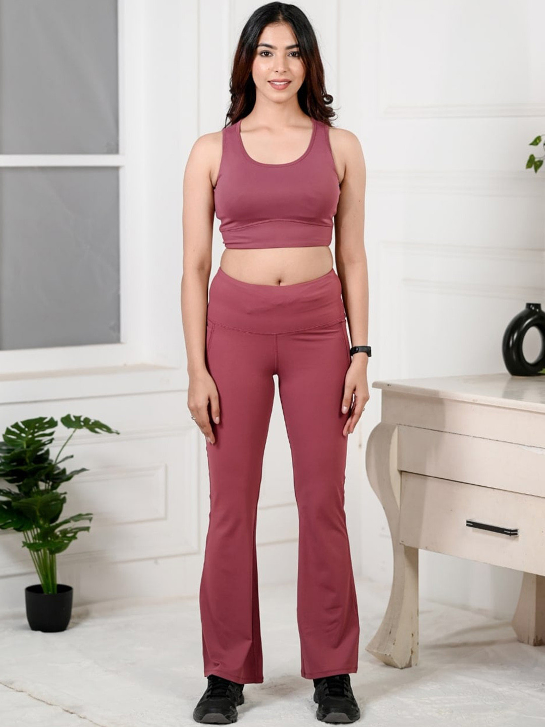 Mlada Women Flared High-Rise Active Wear Gym Bootcut Trousers